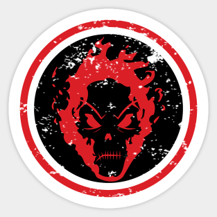 RED FLAMING HALLOWEEN SKULL Sticker